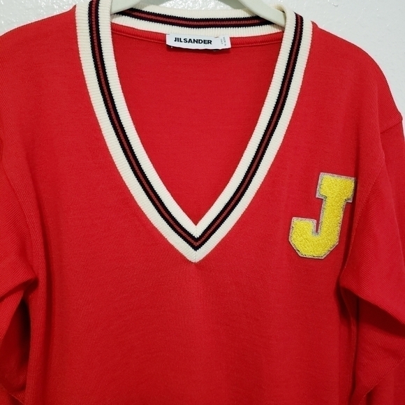 JIL Sander’s Wool Varsity Sweater, Color Red, Size 38 - Picture 9 of 17